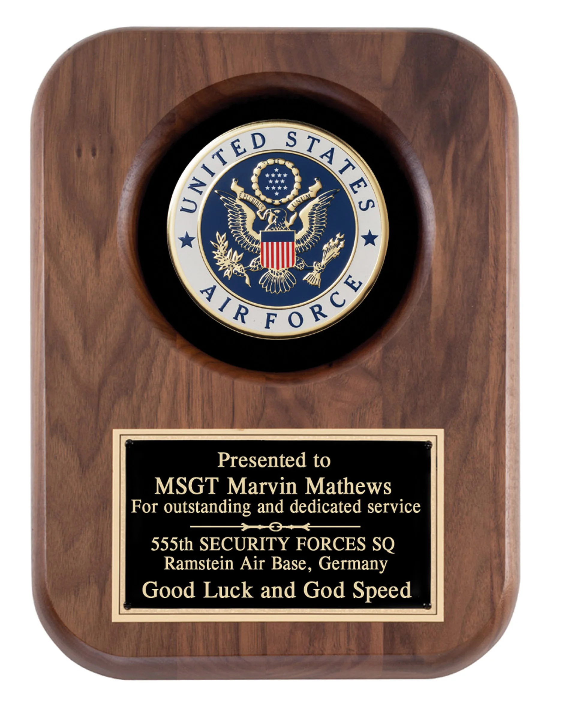 Air Force Walnut Plaque 9 x 12" (Includes Engraving)