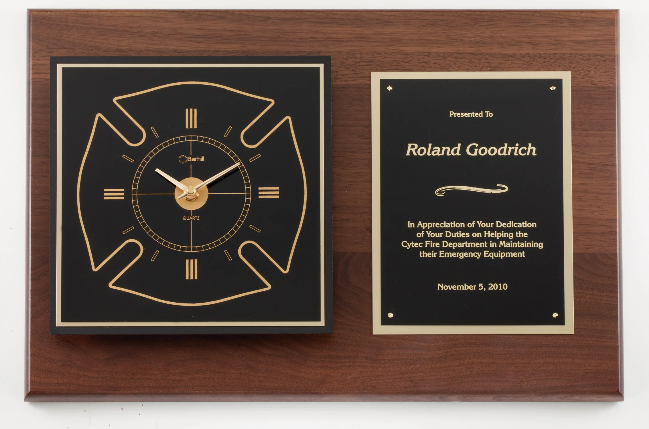 Firefighter Plaque Clock 18" x 12" (Includes Engraving)