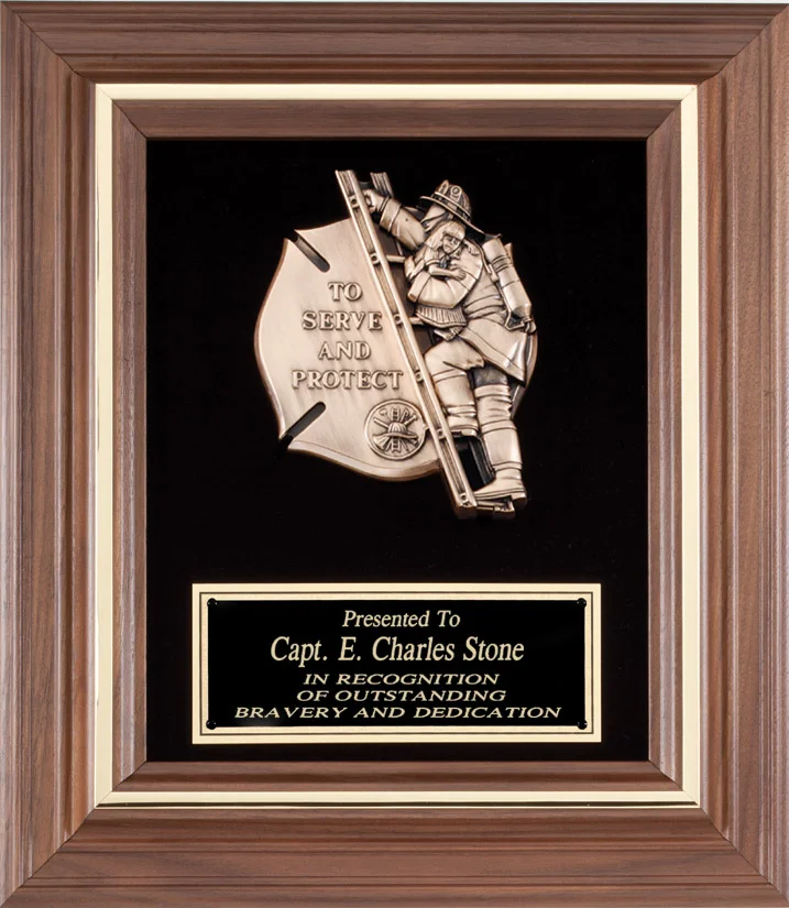 Fireman Walnut Plaque 11.5" x 13.5" (Includes Engraving)