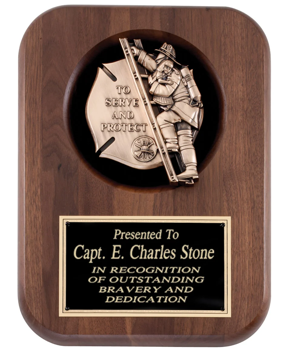 Fireman Walnut Plaque 9 x 12" (Includes Engraving)