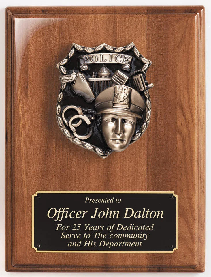 Policeman Walnut Plaque 9" x 12" (Includes Engraving)