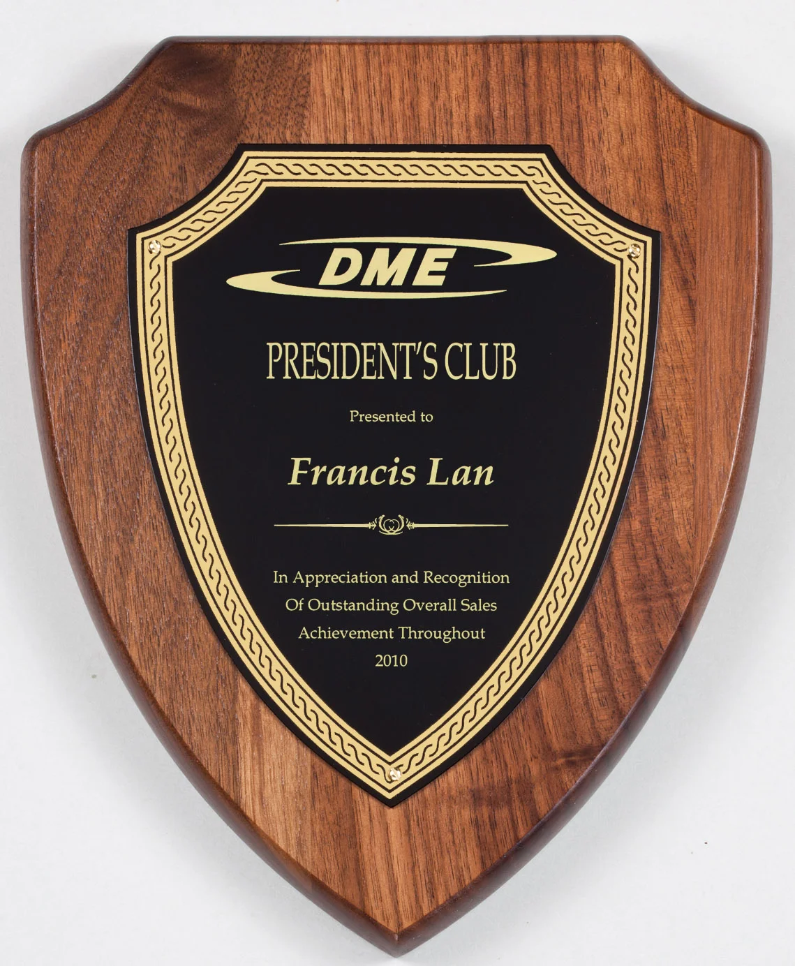 Ludlow V2 Walnut Shield Plaque- 2 Sizes (2 Custom Options)
