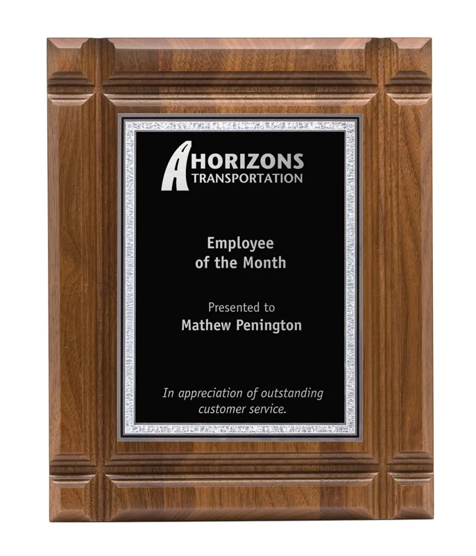 Deep Grove Walnut Plaque Black/Silver Frame- 3 Sizes (Includes Engraving)