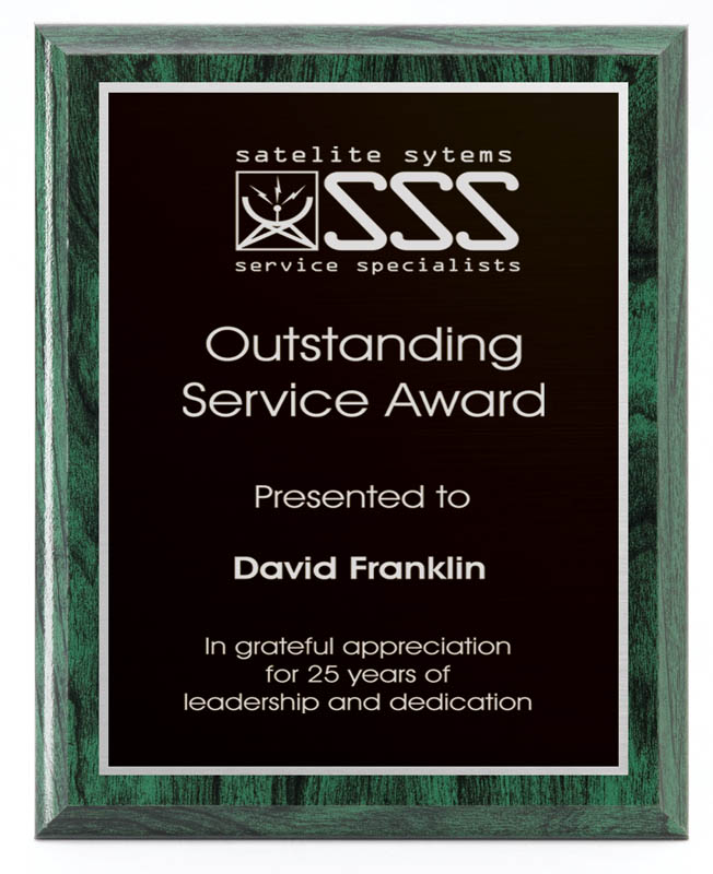 Executive Green Press-board Plaque- 5 Sizes (2 Custom Options)