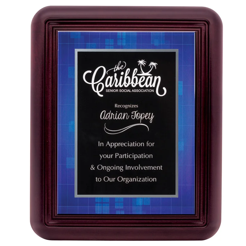 Round Edge Bevel Plaque Acrylic Blue Mount- 3 Sizes (Includes Sublimation)
