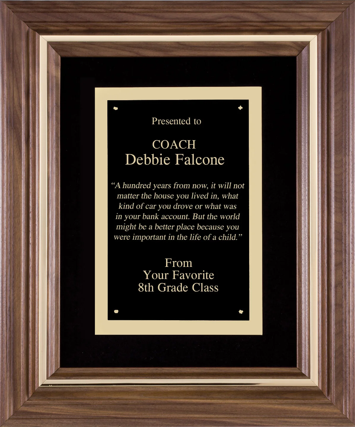 Rosenborg Walnut Frame Plaque Black- 3 Sizes (2 Custom Options)