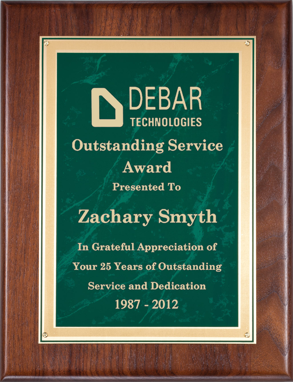 The Irelander Genuine Walnut Plaque Green Brass Plate- 3 Sizes (2 Custom Options)