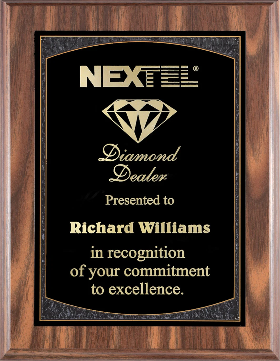 The Justice Walnut Plaque Black Marble Finish Brass Plate- 2 Sizes (2 Custom Options)