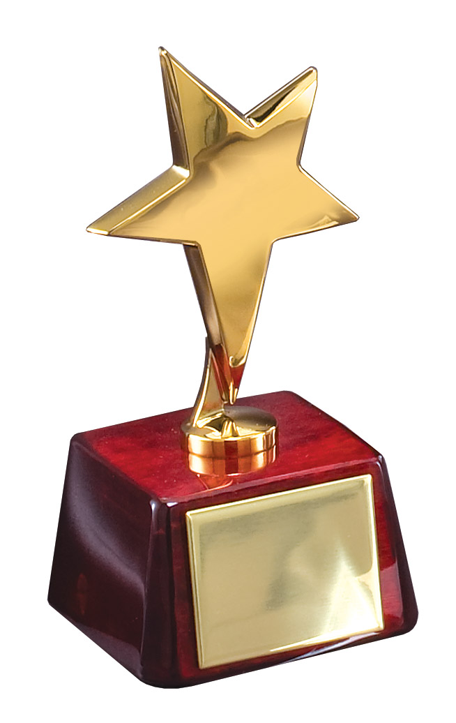 star CUP trophy award solid wood base 
