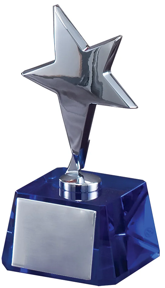 The Verington Star Award 6" Silver/Blue (Includes Engraving)
