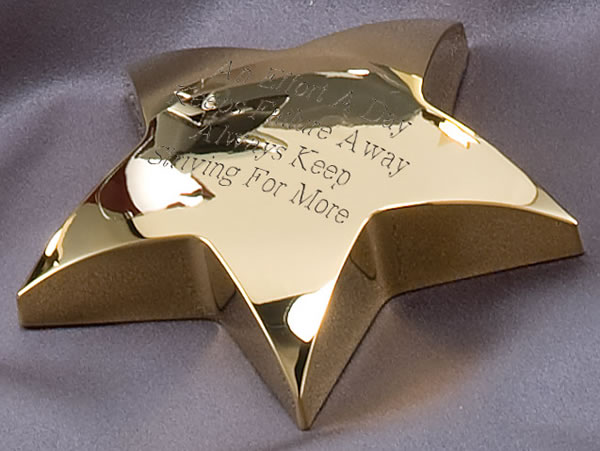 Metal Gold Star Paperweight 4"x.5" (Includes Engraving)