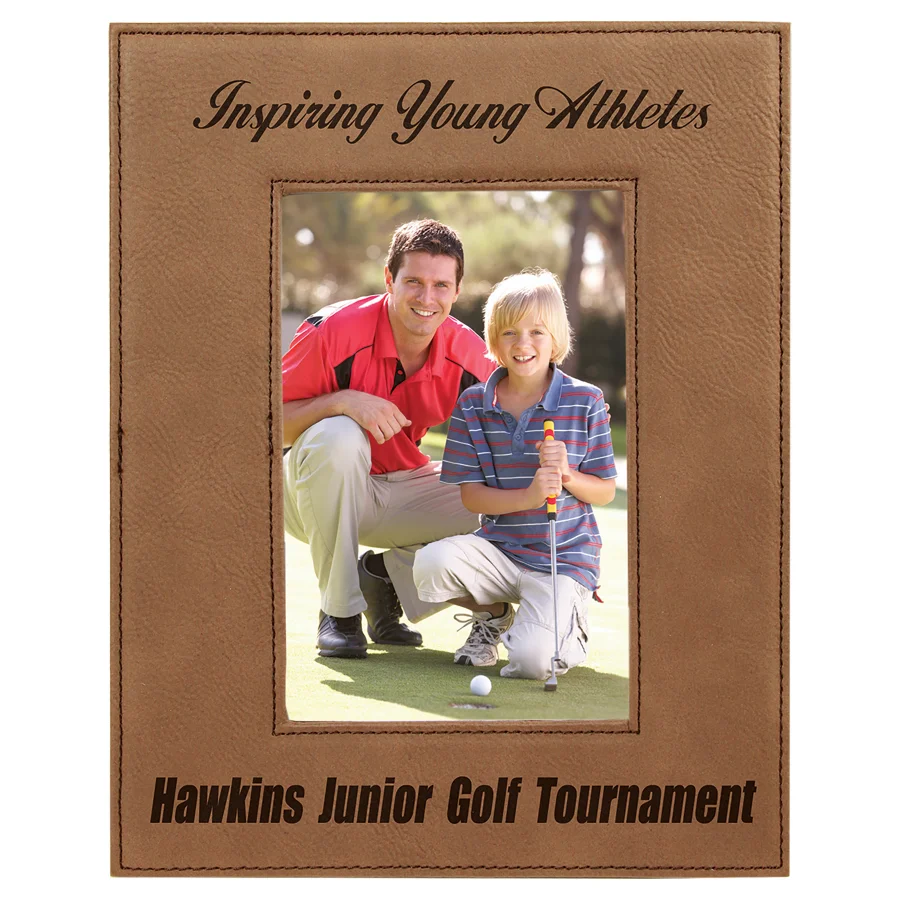 4" x 6" Dark Brown Laserable Leatherette Picture Frame (Includes Engraving)