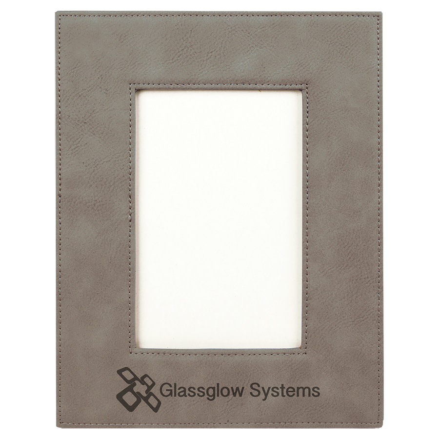4" x 6" Gray Laserable Leatherette Picture Frame (Includes Engraving)