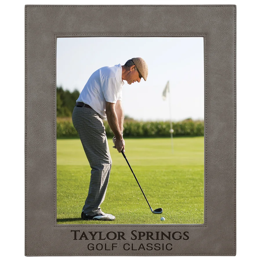 8" x 10" Gray Laserable Leatherette Picture Frame (Includes Engraving)