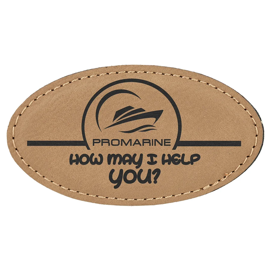 Light Brown Leatherette Oval Name Badge with Magnet (Includes Engraving)
