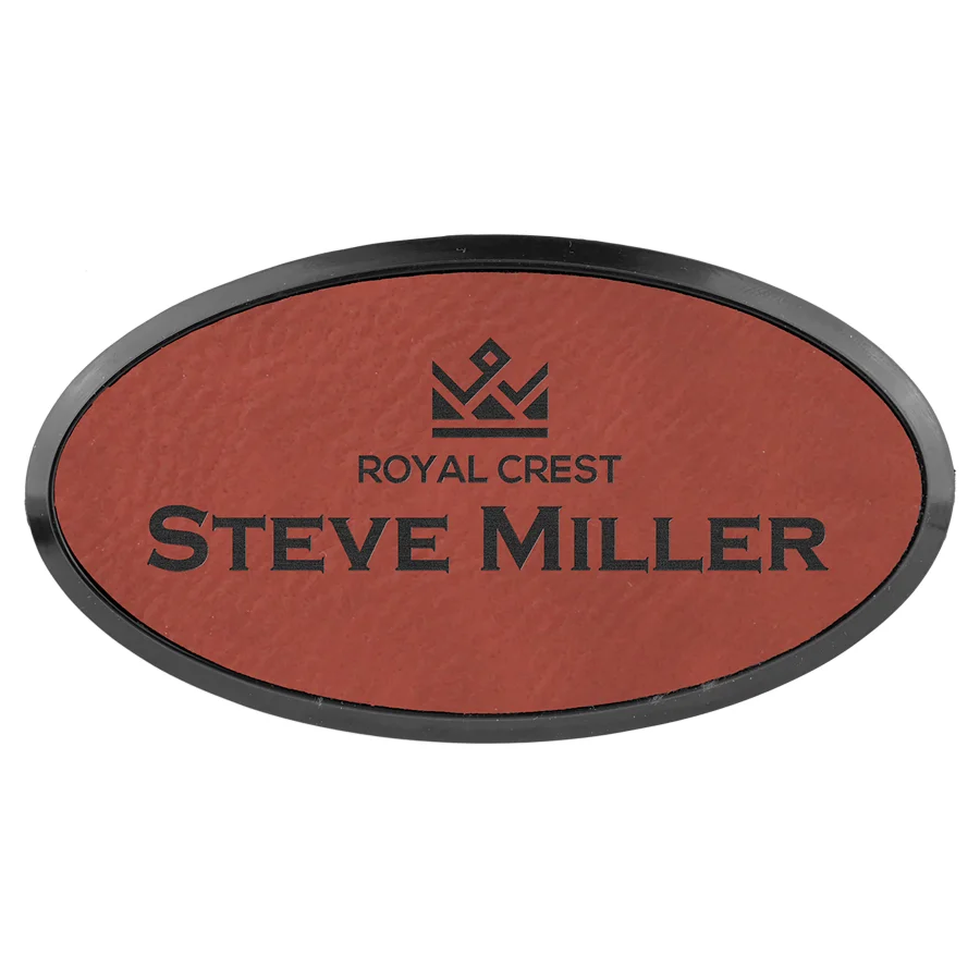 Oval Name Badge & Frame with Magnet (Includes Engraving)