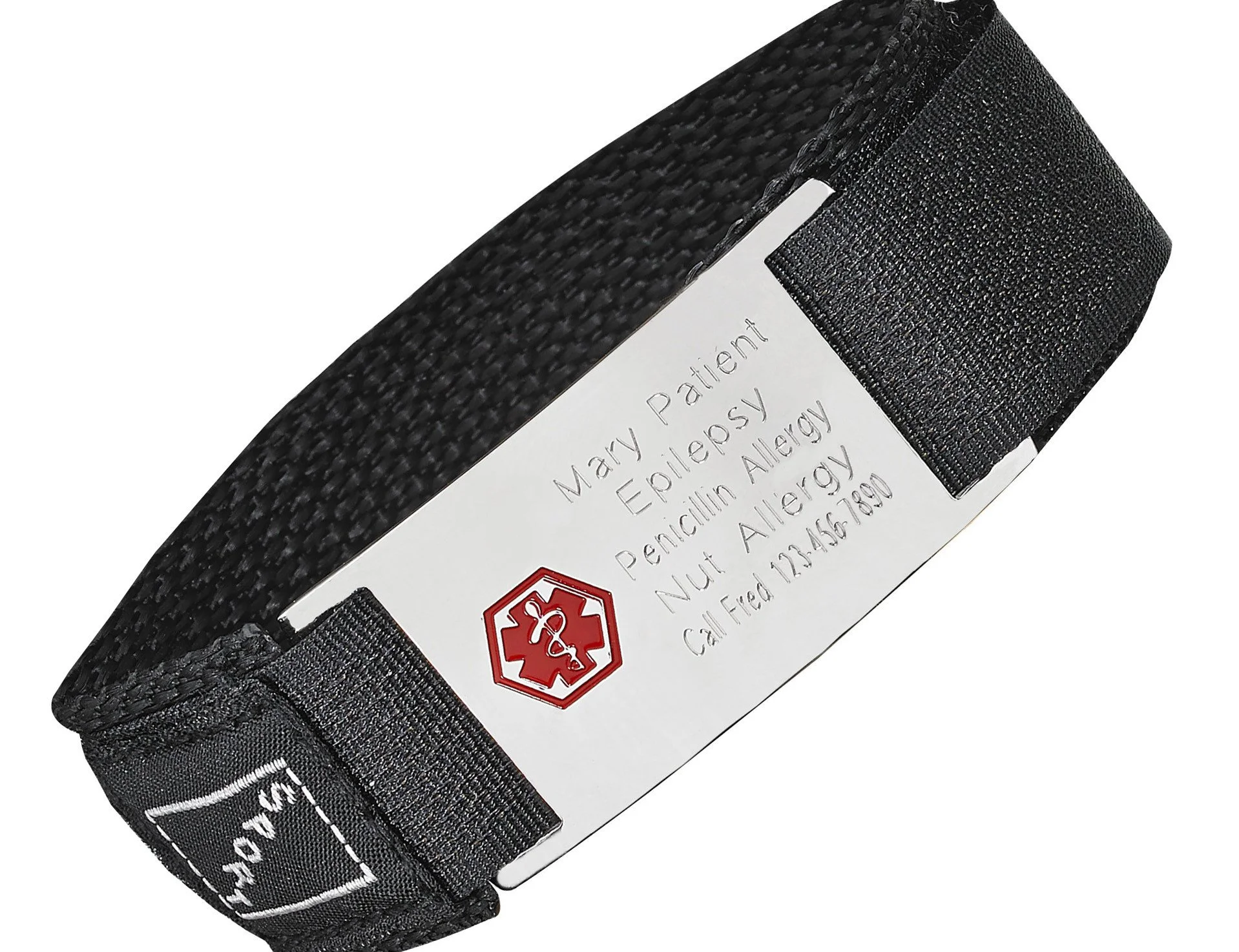 Alpine Velcro Sport Medical ID Bracelet 20 mm Wide (Includes Engraving)