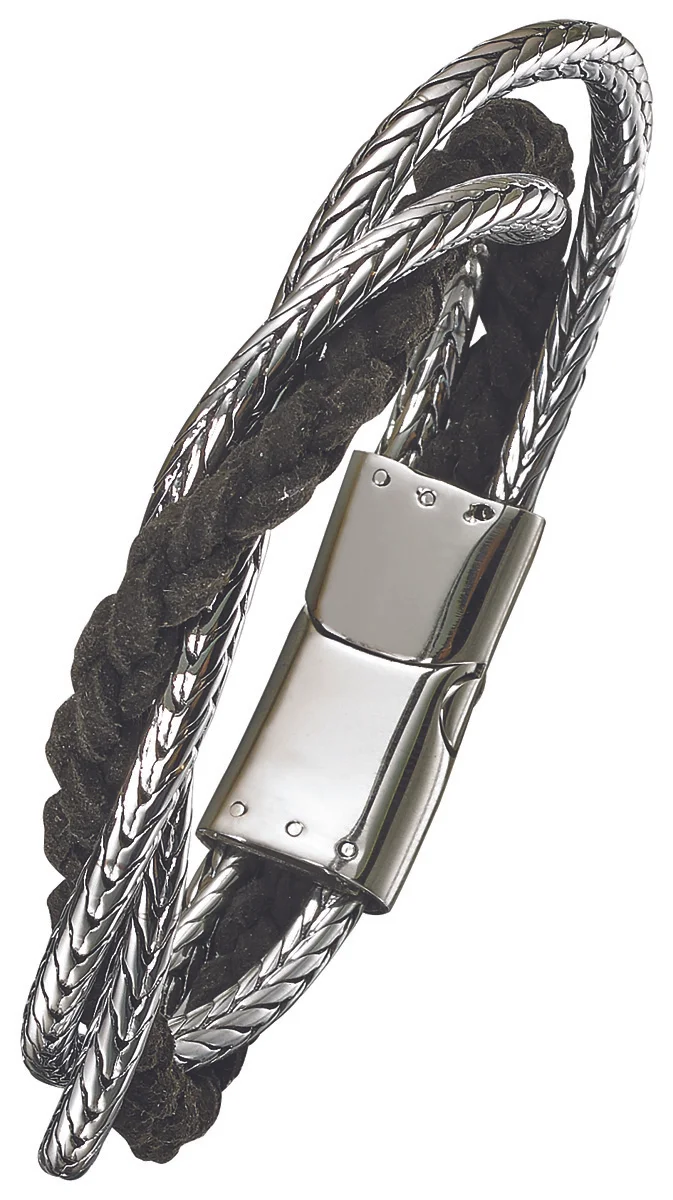 Steel and Leather Bracelet 8-8.5”