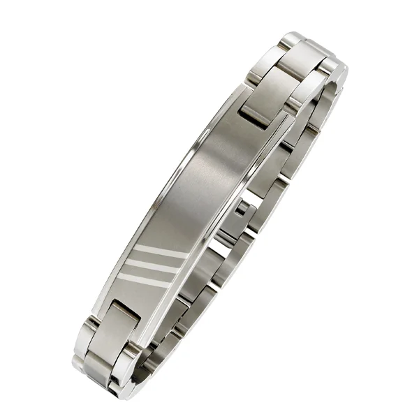 Silver Steel Bracelet 8” long, 11mm wide