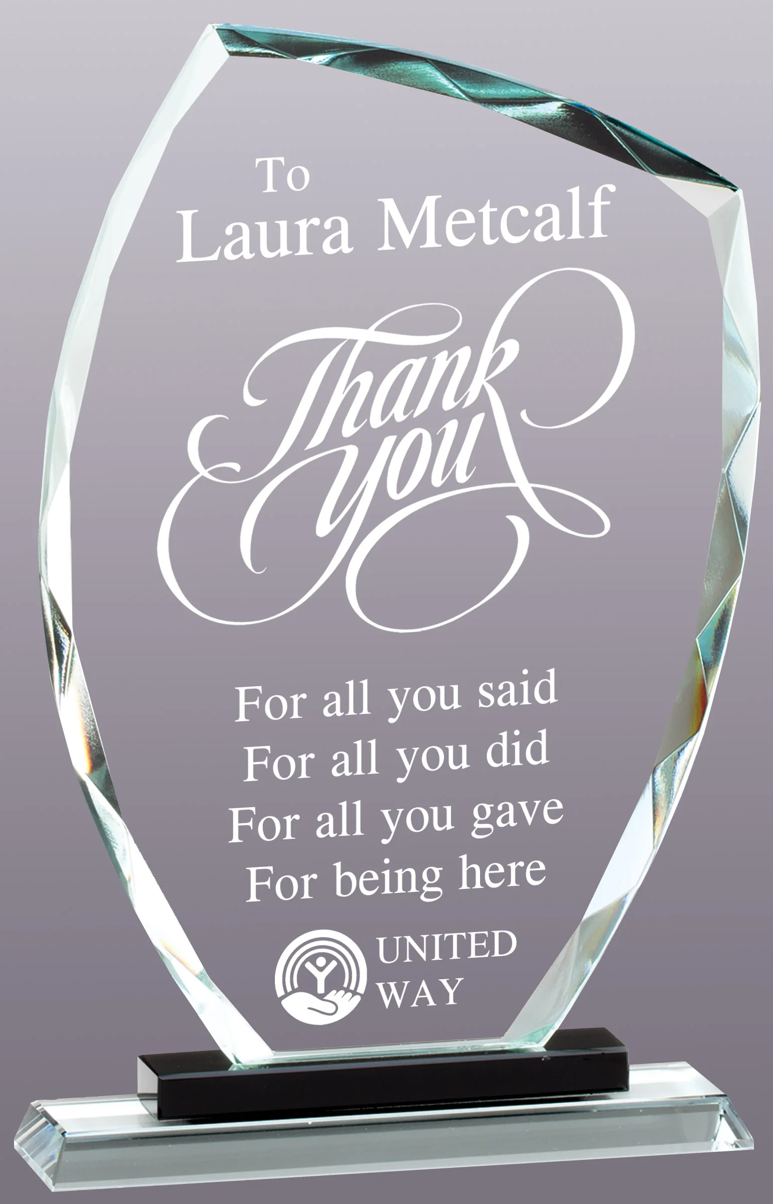 Thank You Award- 3 Sizes (Engraving Included)