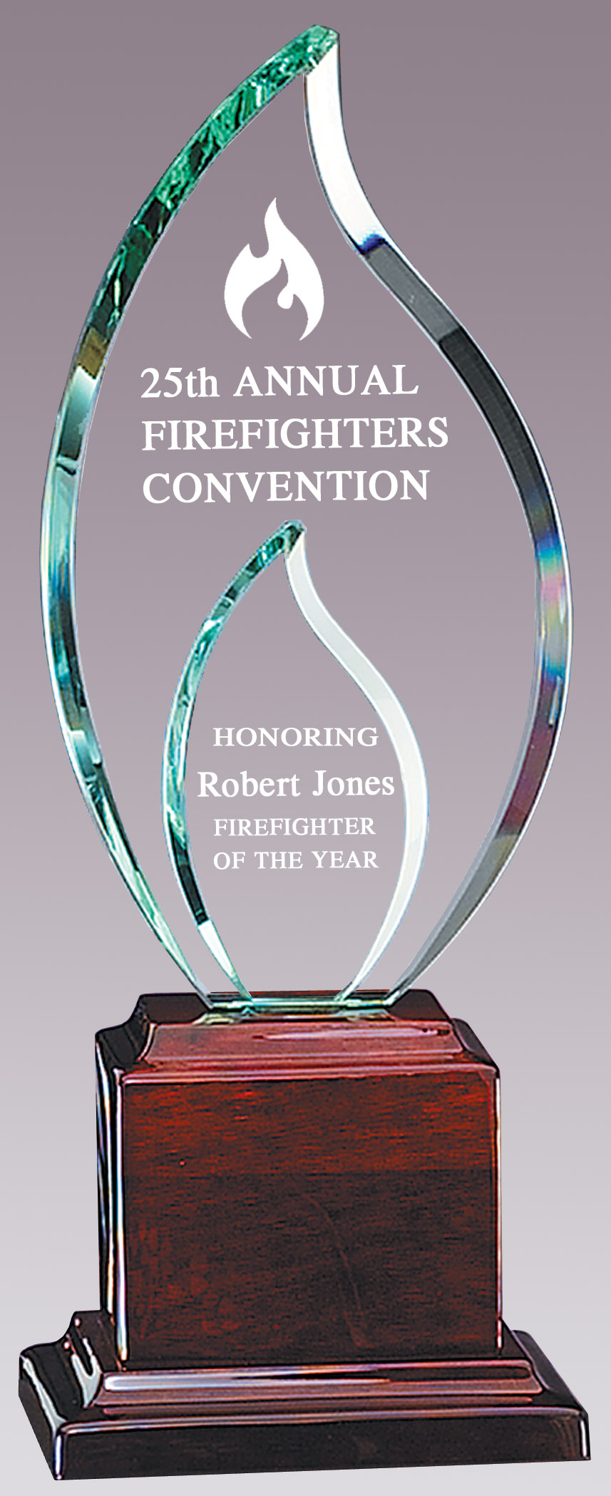 Double Flame Glass Award 12" (Includes Engraving)