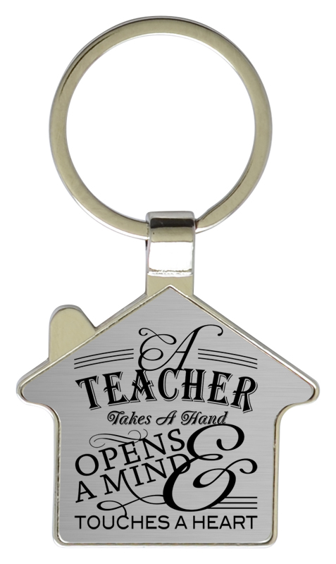 Zinc School House Key Chain 1.25"x1.5" (Includes Engraving)