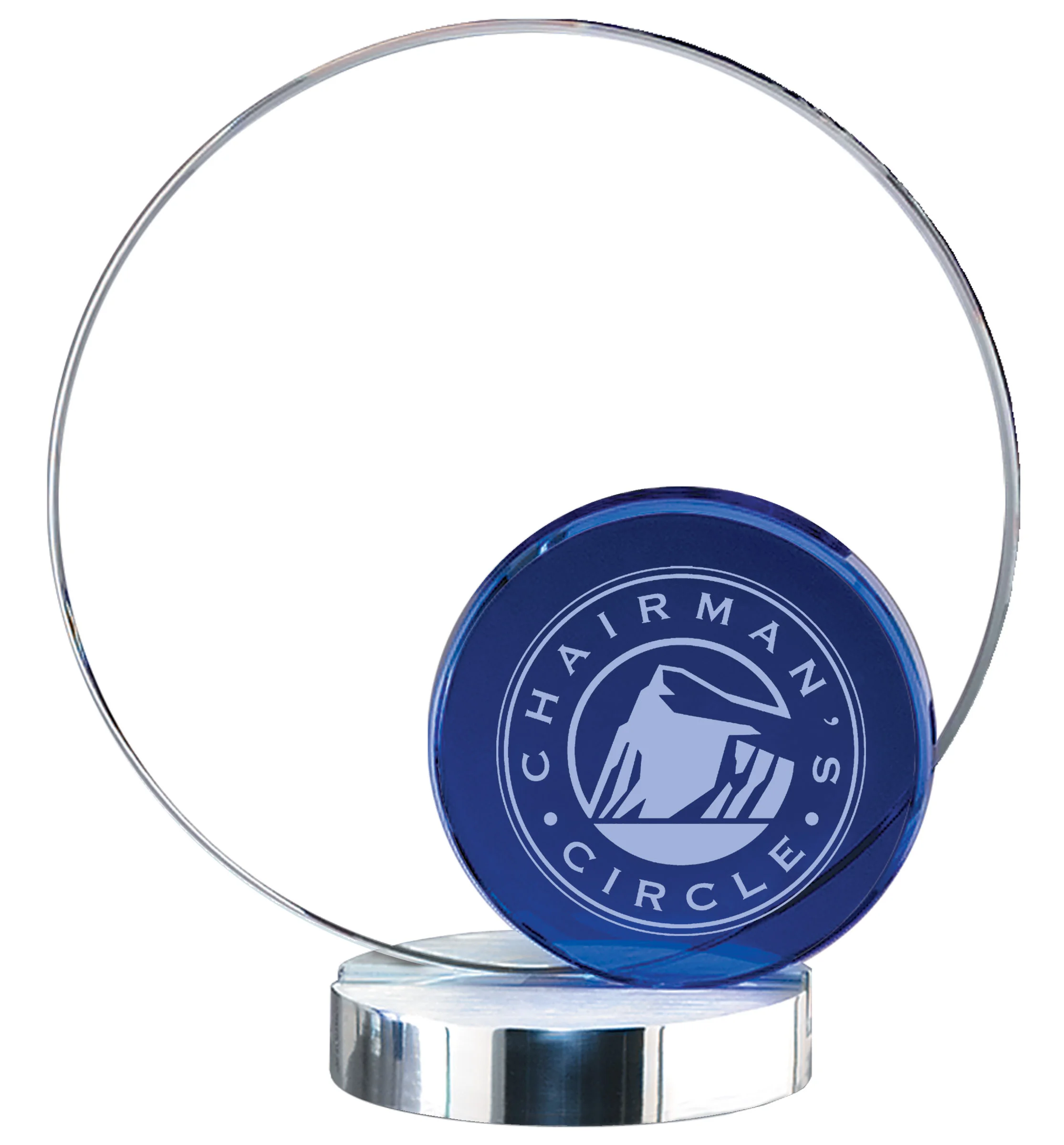 Cool Blue Metal Glass Circle Award 9.75" (Includes Engraving)