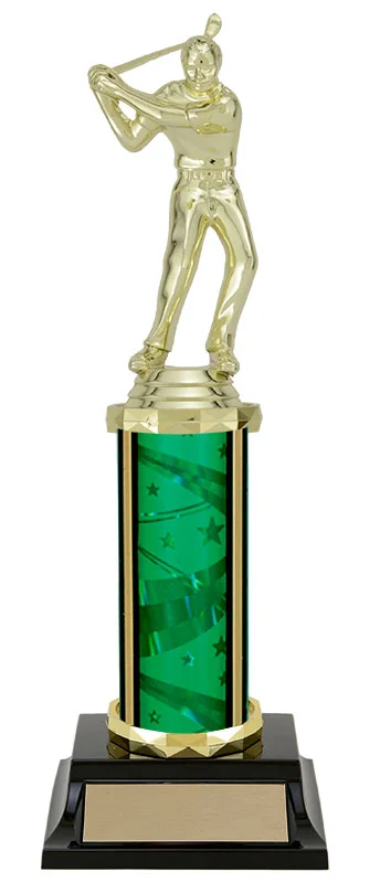 Green Golf Ribbon Star Trophy- 3 Sizes (Includes Engraving)
