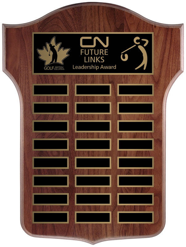 Genuine Walnut Thomas Annual Golf Plaque- 3 Sizes (Includes Header Engraving)