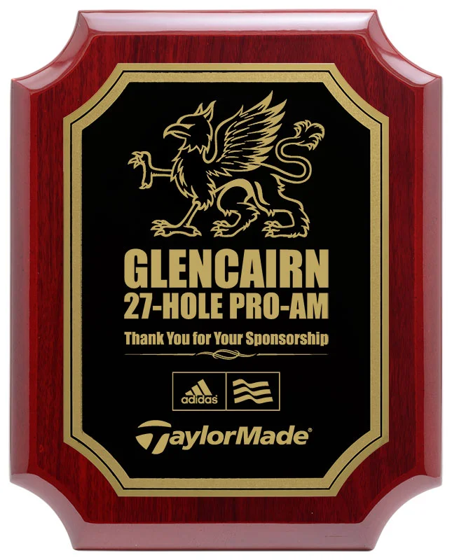 Piano Finish Notched Corner Golf Plaque 9x12" (Includes Engraving)