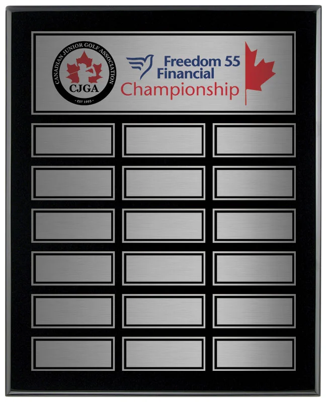 Black Piano Finish Silver Annual Golf Plaque- 3 Sizes (Includes Header Engraving)