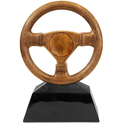 Steering Wheel Gold Trophy Resin- 2 Sizes (Includes Engraving)