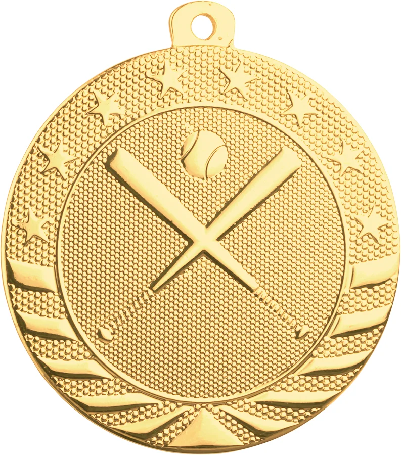 2" Bright Baseball/Softball Starbrite Medal (Includes Ribbon)