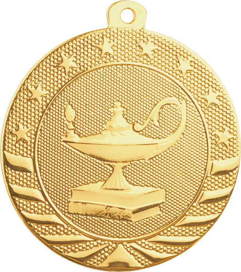 2" Bright Lamp of Knowledge Starbrite Medal (Includes Ribbon)