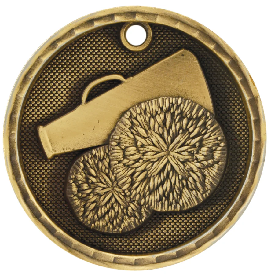 2" Antique 3D Cheer Medal (Includes Ribbon)