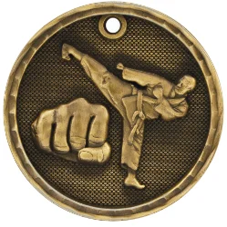 2" Antique 3D Martial Arts Medal (Includes Ribbon)
