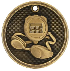 2" Antique 3D Swimming Medal (Includes Ribbon)