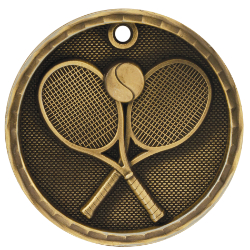 2" Antique 3D Tennis Medal (Includes Ribbon)