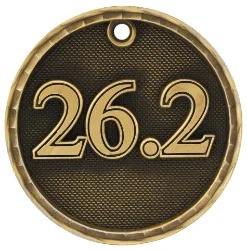 2" Antique 3D 26.2 Marathon Medal (Includes Ribbon)