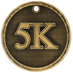 2" Antique 3D 5K Running Medal (Includes Ribbon)