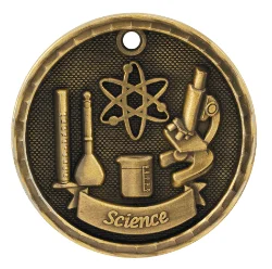 2" Antique 3D Science Medal (Includes Ribbon)
