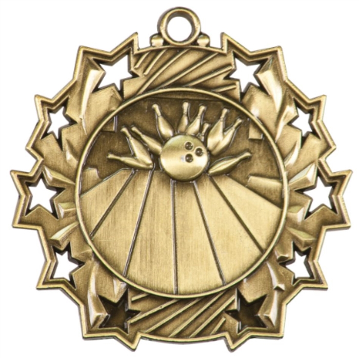 Bowling Ten Star Medal 2.5" (Includes Ribbon)