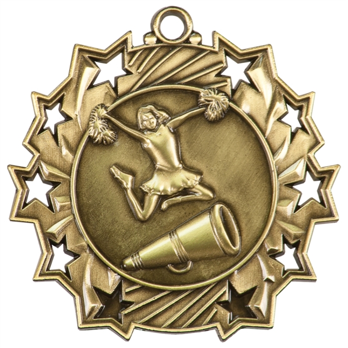 Cheer Ten Star Medal 2.5" (Includes Ribbon)