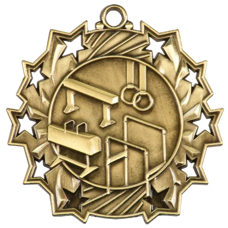 Gymnastics Ten Star Medal 2.5" (Includes Ribbon)