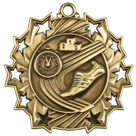 Track Ten Star Medal 2.5" (Includes Ribbon)