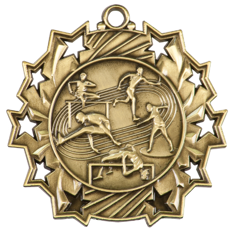 Track & Field Ten Star Medal 2.5" (Includes Ribbon)