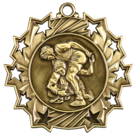 Wrestling Ten Star Medal 2.25" (Includes Ribbon)