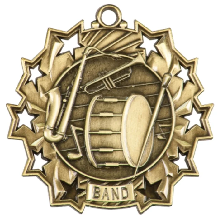 Band Ten Star Medal 2.25" (Includes Ribbon)