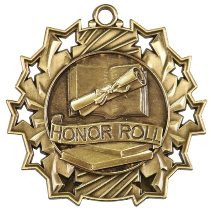 Honor Roll Ten Star Medal 2.25" (Includes Ribbon)