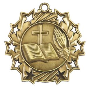 Religious Ten Star Medal 2.25" (Includes Ribbon)